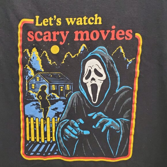 Ghostface Scream Let's Watch Scary Movies Distressed Graphic Tee Adult Size L - Picture 2 of 5